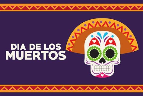 Premium Vector Dia De Los Muertos Celebration Poster With Skull Head