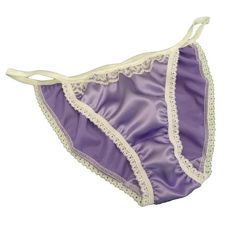 Buy Shiny SATIN String Bikini MINI TANGA Panties LILAC MAUVE With Ivory