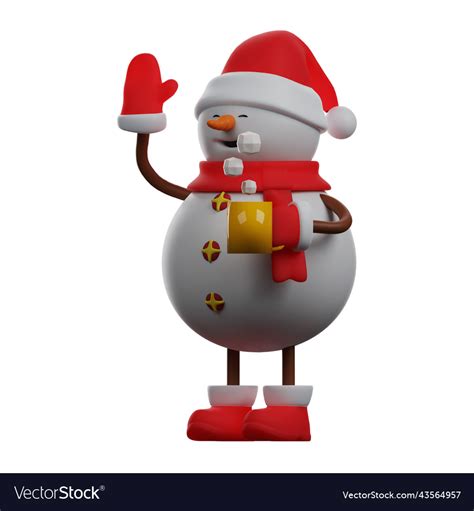 Smiley Snowman 3d Cartoon Design Drinking A Hot Vector Image