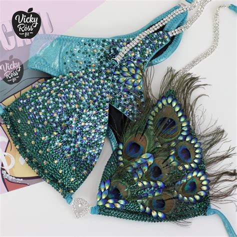 Peacock Teal Competition Wfbb Npc Bikini Suit Gem