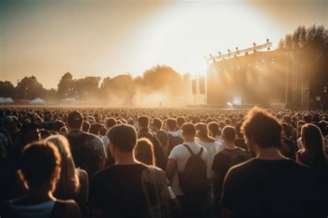 Premium Ai Image Crowd At A Open Air Concert People Celebrating On An