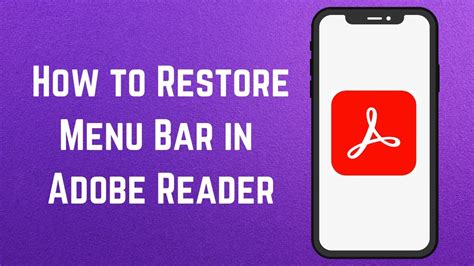 How To Restore Menu Bar In Adobe Reader Adobe Reader Tools Menu