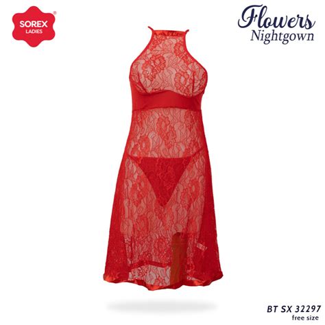 Jual Sorex Lingerie Baju Tidur Sexy Brukat Free G String Freesize Semi Transparan BT