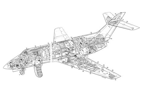 Hawker Siddeley HS.125 (British Aerospace 125) Cutaway Drawing in High