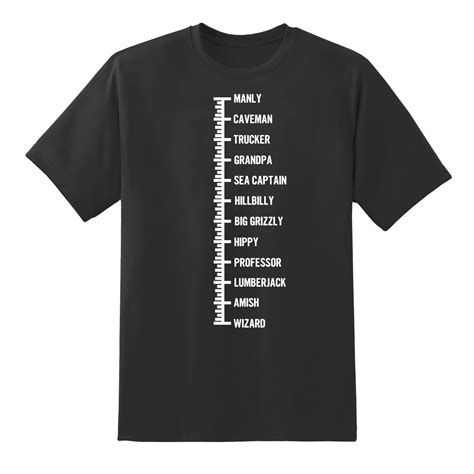 Beard Length Chart Funny Men S Mens Graphic T Shirts Tee Black 3xl