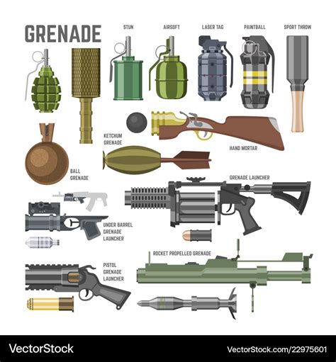 Gun military weapon grenade-gun army Royalty Free Vector