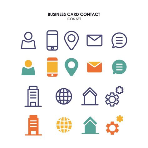 Business Card Contact Icons Set 22945303 Vector Art At Vecteezy