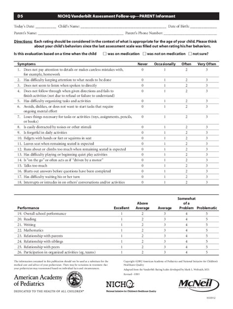 Fillable Online Vanderbilt Forms Pampa Pediatrics And Adolescent