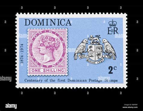 Postage Stamp From Dominica Depicting Dominica9 And The Coat Of Arms