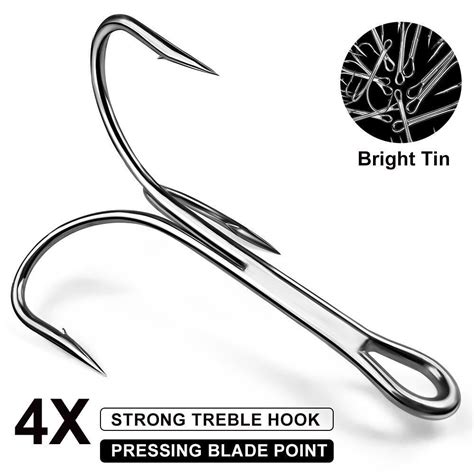 Pcs X Fishing Hooks High Carbon Steel Ultra Sharp Treble Hook Size