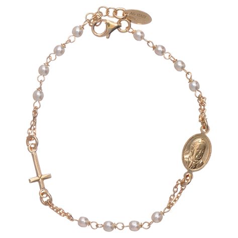 Bracciale AMEN Rosario Giubileo Argento 925 Oro E Perle Swarovski