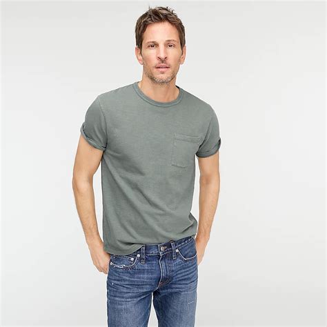 J Crew Garment Dyed Slub Cotton Crewneck T Shirt For Men Mens