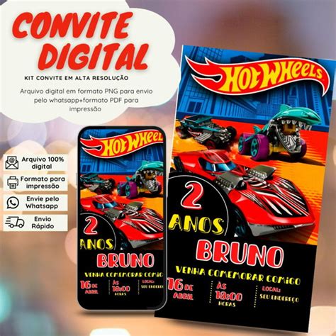 Convite Digital Hot Weels Elo Produtos Especiais