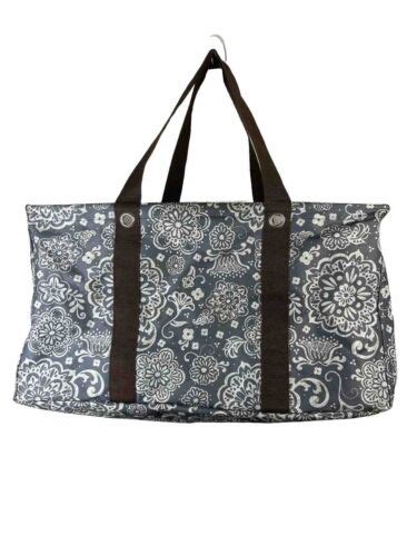 Thirty One Utility Tote Woodblock Floral Double Handles Beach Shopping