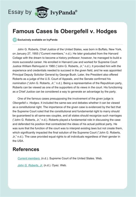 Famous Cases Is Obergefell v. Hodges - 302 Words | Essay Example