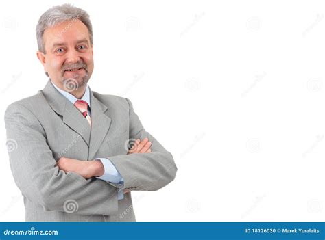 Mature Successful Businessman Smiling And Looking Stock Photo Image