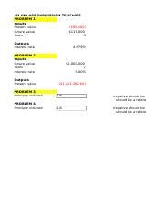 M1 IND ASS SUBMISSION TEMPLATE 12 20 Xlsx M1 IND ASS SUBMISSION TEMPLATE PROBLEM 1 Inputs