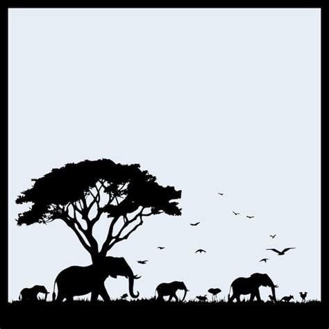 Illustration Vectorielle De La Silhouette Du Safari Au Coucher Du