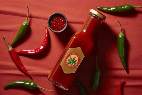 Ai Generated Tabasco Hot Pepper Sauce With Red Chili Pepper Flat Lay Generative Ai