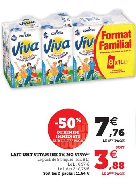 Promo Viva Lait Uht Vitamine Mg Chez Hyper U