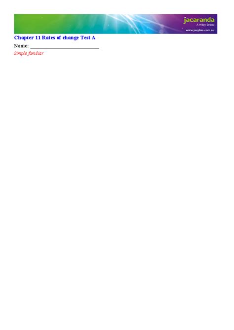 Chap 11 Test A doc-30687 - Chapter 11 Rates of change Test A Name