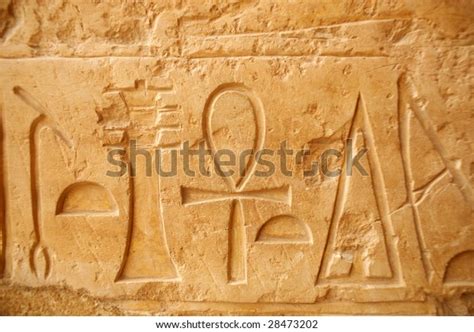 Closeup Hieroglyphs Ankh Sign Middle Stock Photo (Edit Now) 28473202