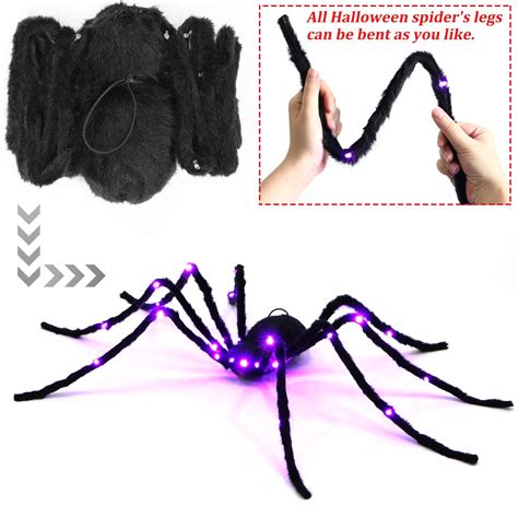 Buy Halloween Spider Decorations Giant Light Up Black Hairy Spider