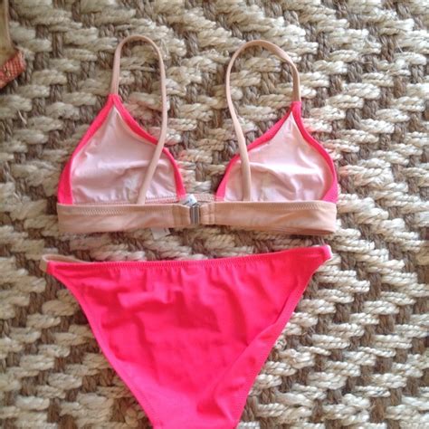 Solid Striped Swim Never Worn Neon Pink Bikini Poshmark