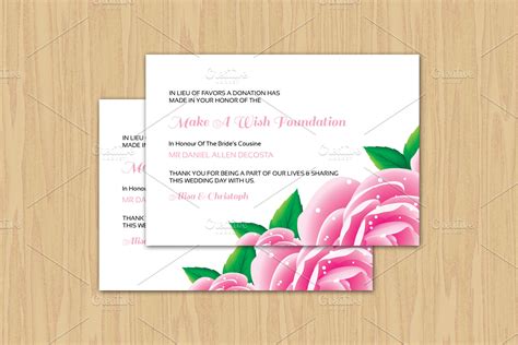 Wedding Favor Donation Card Template ~ Card Templates ~ Creative Market