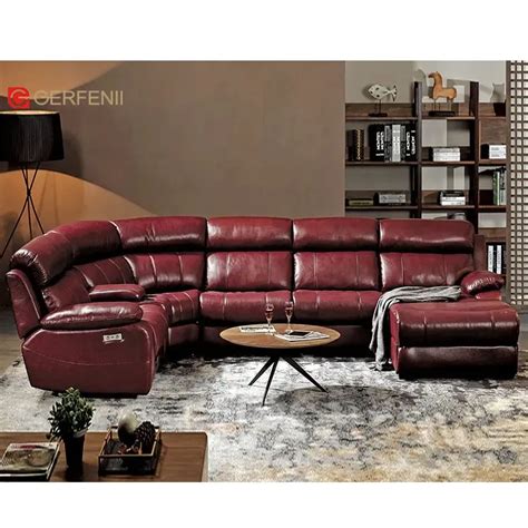 Modern Luxury Extendable 7 Seater recliner sectional sofa set Italian L Shaped Recliner Corner ...