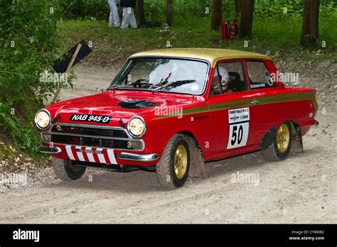 1966 Ford Lotus Cortina Rally Car With Driver Simon Wallis At The Stock