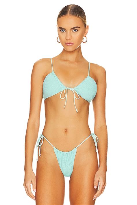 Seafolly Drawstring Neck Bralette Bikini Top In Aruba Blue Revolve