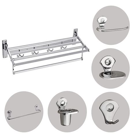 FORTUNE Stainless Steel Bathroom Accessories Set Folding Towel Rack