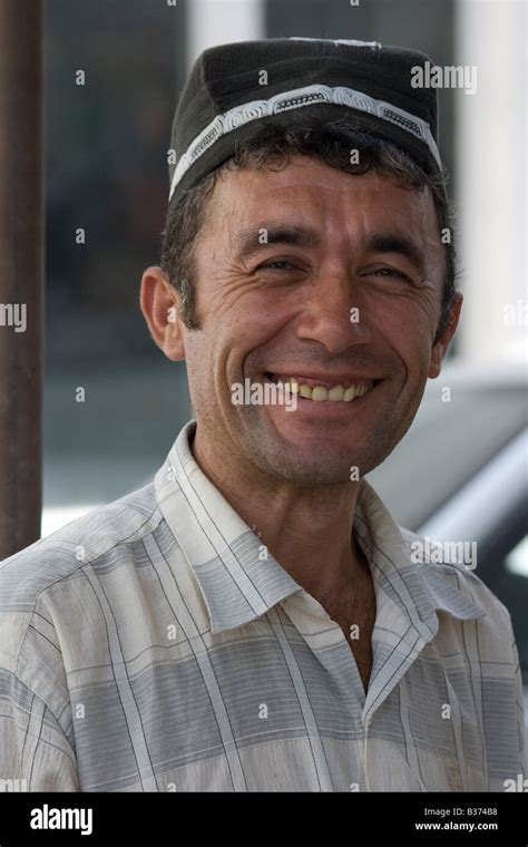 Uzbek Man Wearing a Traditional Hat at the Sunday Market in Uzbekistan ...
