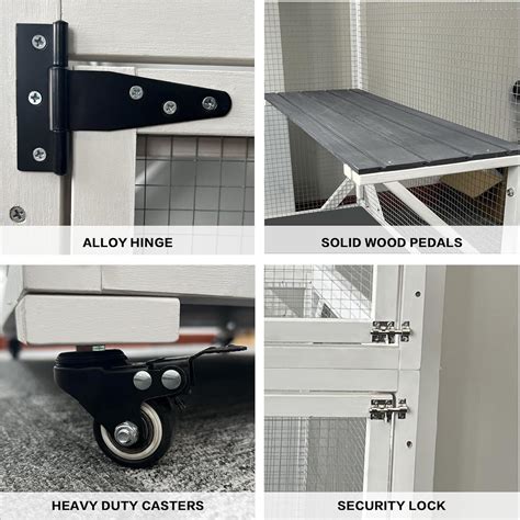 Cat House Catio Outdoor Cat Enclosure, 3-Tier Cat Cage Indoor on Wheels