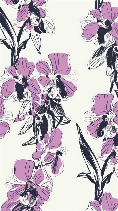 Stroke Painting Orchid Wallpaper Pattern Premium Photo Illustration