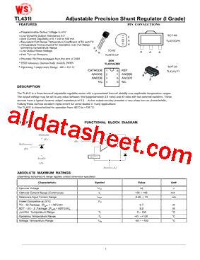 TL431A Datasheet(PDF) - Wing Shing Computer Components