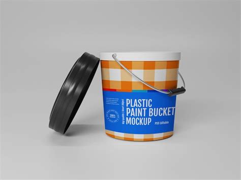 Premium Psd Plastic Paint Bucket Mockup D Rendering