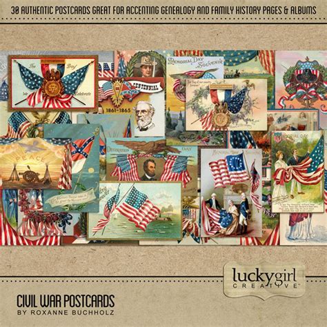 Civil War Postcards Digital Scrapbook Kit Etsy