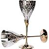 StonKraft Engraved Brass Goblet Champagne Glasses Flutes Coupes Wine