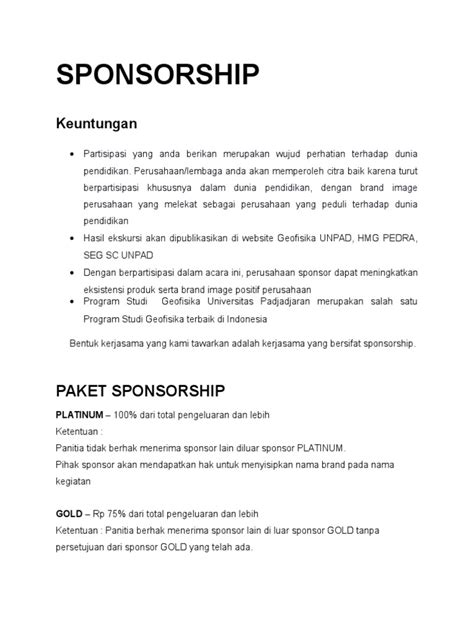 Sponsorship Contoh Paket Pdf