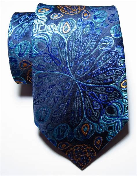 New Classic Floral Paisley Dark Blue Brown JACQUARD WOVEN Silk Men S