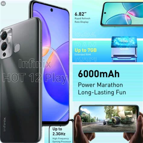 Infinix HOT 12 Play Smartphone Specs And Price 6000mAh Battery Android 12 OS 128GB ROM 4GB