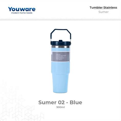 Promo Youware Sumer Stainless Tumbrl Ml Hot And Cold Bpa Free Lorena Blue