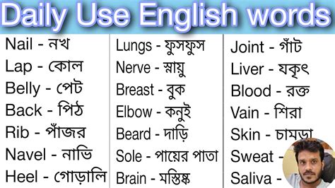 Most Common English Words With Bengali Meaning Daily Use English