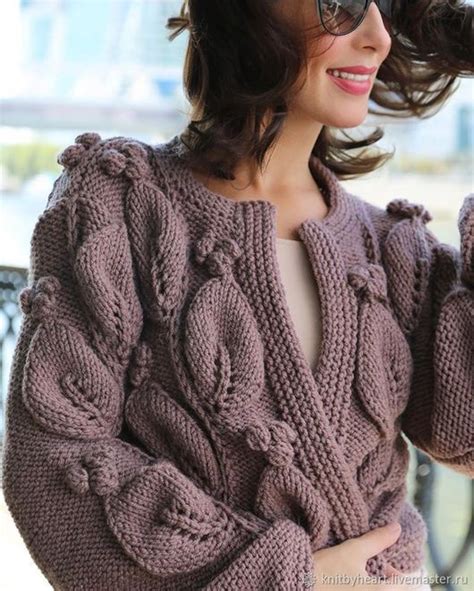 Вязаный бомбер Листья в интернет-магазине Ярмарка Мастеров по цене ...