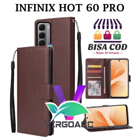Jual INFINIX HOT 60 PRO FLIP LEATHER CASE PREMIUM FLIP WALLET CASE KULIT UNTUK INFINIX HOT 60