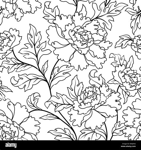 Floral Seamless Pattern Flower Background Flourish Ornamental Line