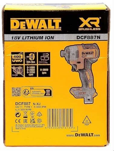 DEWALT DCF887N-XJ 18V 6.5mm 400 watts XR Li ion Reversible Cordless 3 ...