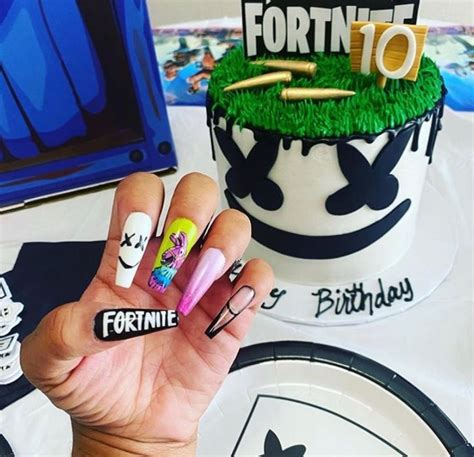 Fortnite Nail Art Simple Gel Nails Colored Acrylic Nails Fashion Nails